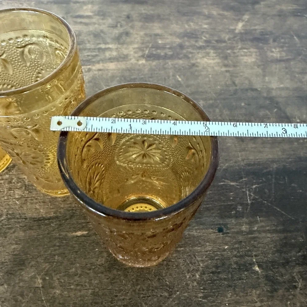 Vintage MCM Brockway American‎ Concord Mini Amber Glasses Tumblers Retro Barware